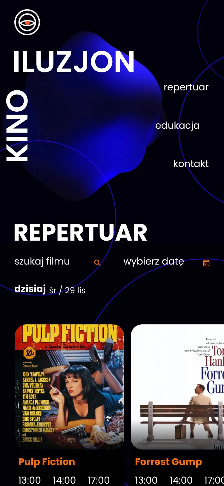 Kino Iluzjon homepage, mobile